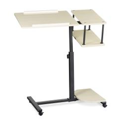 Table pour ordinateur portable r&eacute;glable avec roulettes surfaces inclinables 77 x 40 cm en MDF beige