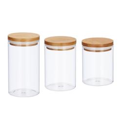 Lot de 3 pots de stockage pratiques pour cuisine rangement 10 x 10 x 15 cm en verre transparent 13_