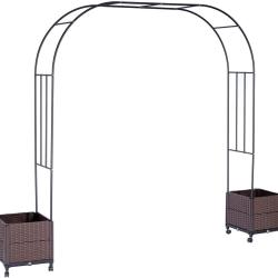 Arche de jardin avec 2 bacs pour plantes grimpantes 210 x 282 x 40 cm style romantique en acier noi