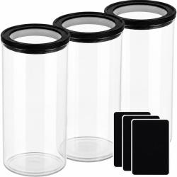 Lot de 3 bocaux de conservation ronds 18 x 10 cm herm&eacute;tiques pour aliments cuisine design moderne e