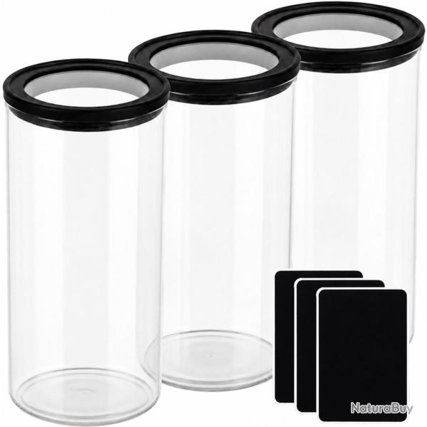 Lot de 3 bocaux de conservation ronds 18 x 10 cm herm�tiques pour aliments cuisine design moderne e