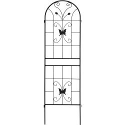 Lot de 2 treillis pour plantes grimpantes design courb&eacute; jardin 180 x 50 x 1,5 cm en fer noir 13_001