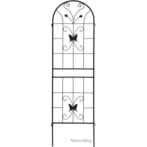 Lot de 2 treillis pour plantes grimpantes design courb� jardin 180 x 50 x 1,5 cm en fer noir 13_001