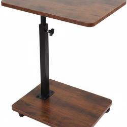 Table d'appoint r&eacute;glable mobile avec support tablette 40 x 30 cm hauteur 48 &agrave; 84 cm style industrie