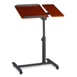 Table ordinateur portable r&eacute;glable avec roulettes pratique 60 x 40 cm design moderne en MDF marron