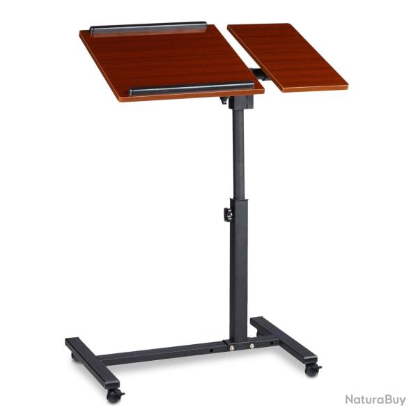 Table ordinateur portable r�glable avec roulettes pratique 60 x 40 cm design moderne en MDF marron