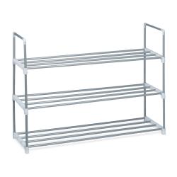 Lot de 3 meubles &agrave; chaussures minimalistes pour entr&eacute;e 70 x 90 x 31 cm en m&eacute;tal argent&eacute; 13_0005846