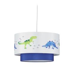Suspension lampe enfant motifs dinosaures 30 x 30 x 30 cm ambiance cosy en tissu blanc 13_0007835