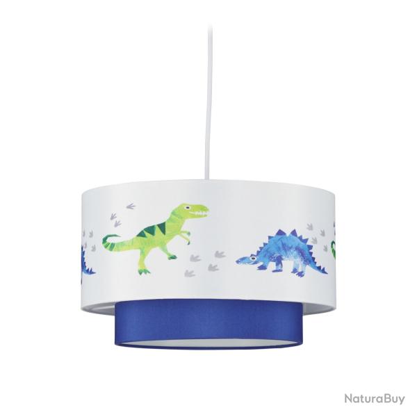 Suspension lampe enfant motifs dinosaures 30 x 30 x 30 cm ambiance cosy en tissu blanc 13_0007835