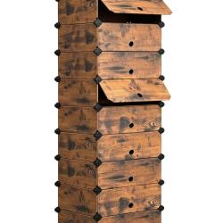 &Eacute;tag&egrave;re &agrave; chaussures peu encombrante montage rapide 176 x 43 x 34 cm en bois marron 13_0018990