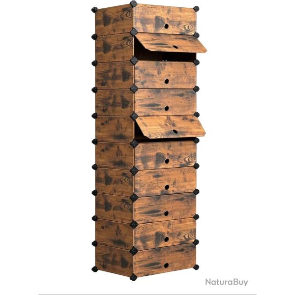 �tag�re � chaussures peu encombrante montage rapide 176 x 43 x 34 cm en bois marron 13_0018990