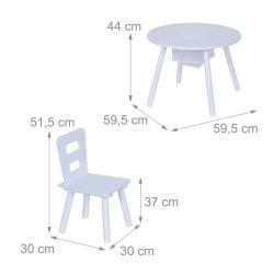 Lot de 3 si&egrave;ges pour enfants ergonomiques salle de jeux 50 x 40 x 50 cm en bois blanc 13_0017737