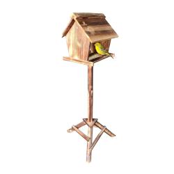 Mangeoire ind&eacute;pendante pour oiseaux sauvages jardin 107 x 32 x 27 cm en bois de sapin naturel 13_00
