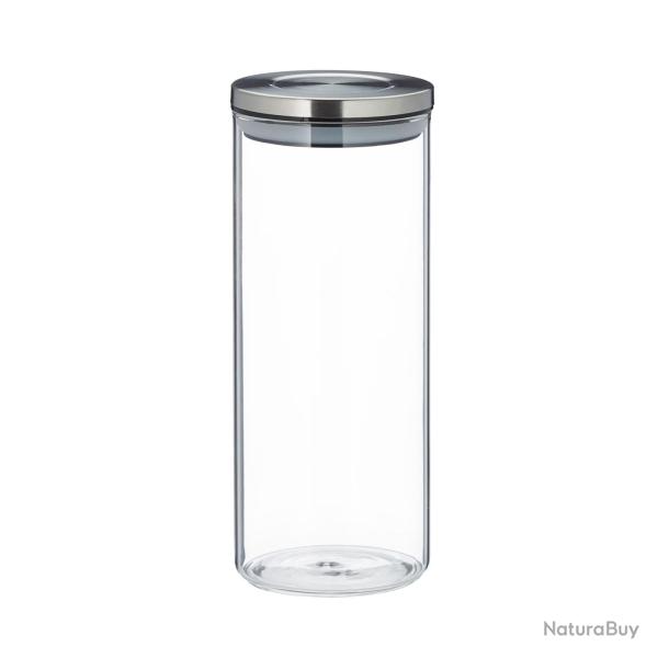 Lot de 3 pots de stockage ronds pratiques cuisine 1,5 L en verre transparent 13_0008038
