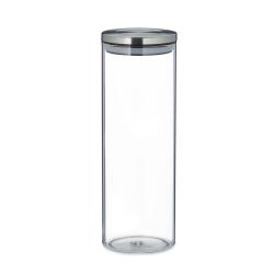 Lot de 3 pots de stockage en verre transparent 1,6 l pour provisions cuisine en acier inoxydable no