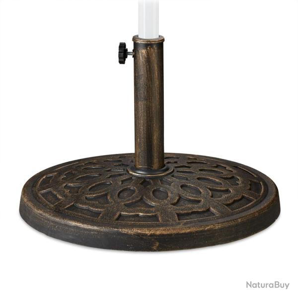 Pied de parasol rond pratique et d�coratif jardin terrasse balcon 40 x 40 x 10 cm en fonte gris 13_