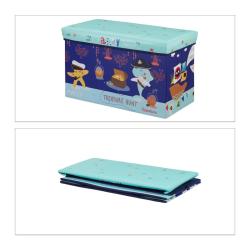 Tabouret coffre de rangement pliable pour jouets enfant 36 x 60,5 x 30,5 cm en polyester bleu 13_00