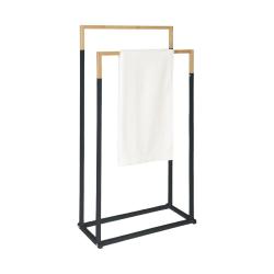 Porte-serviettes sur pied 86 x 44 x 21 cm s&eacute;chage efficace design d&eacute;coratif en m&eacute;tal noir 13_0017853