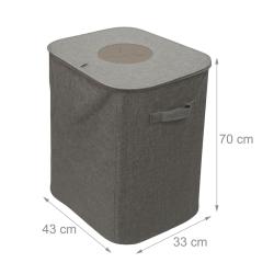 Conteneur de collecte 100 litres rangement pratique bureau cuisine 70 x 43 x 33 cm en polyester gri