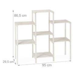 Etag&egrave;re &agrave; fleurs moderne 70 x 89 x 26,5 cm 6 surfaces design &eacute;pur&eacute; en bois de sapin blanc 13_0006438