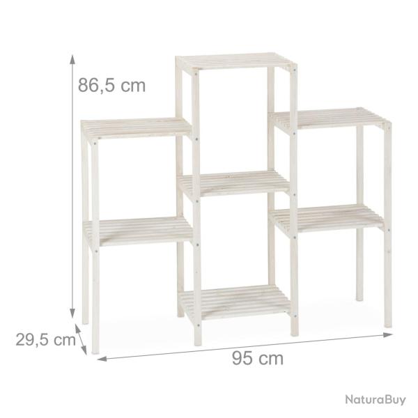 Etag�re � fleurs moderne 70 x 89 x 26,5 cm 6 surfaces design �pur� en bois de sapin blanc 13_0006438