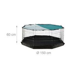 Enclos octogonal pour petits animaux ext&eacute;rieur jardin 80 x 80 x 80 cm avec couverture filet anti so