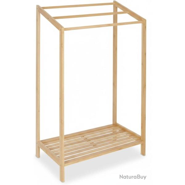 Porte-serviettes moderne 86 x 52,5 x 32 cm avec tablette rangement pratique salle de bain en bambou
