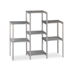 Etag&egrave;re &agrave; fleurs en bois de sapin 70 x 89 x 27 cm usage int&eacute;rieur design rustique en bois gris 13_0