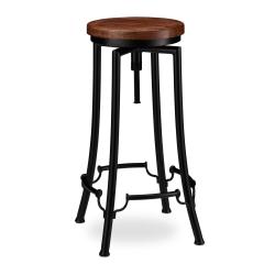 Tabouret de bar pivotant r&eacute;glable hauteur 34 x 34 cm design industriel ambiance cosy en fer noir 13