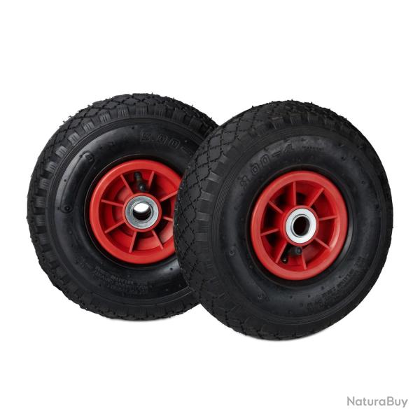 Lot de 2 roues de brouette en caoutchouc pour chariot jardin 26 x 8,5 cm usage facile surface profi