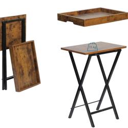 Table d'appoint pliante design industriel 70 x 48 x 36 cm usage pratique rangement facile en MDF no