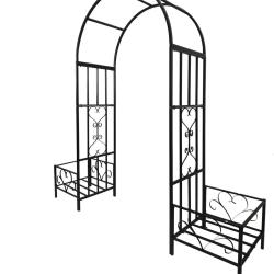 Arche de jardin romantique pour rosiers dimensions 206 x 216 x 50 cm avec jardini&egrave;res d&eacute;coratives e