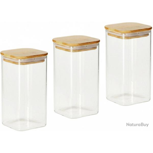 Lot de 3 bocaux de conservation pratiques cuisine 21 x 10 x 10 cm herm�tiques design moderne en ver