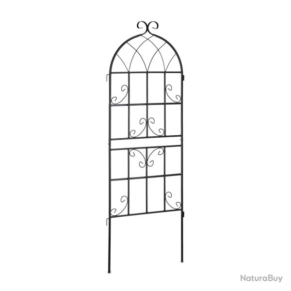 Lot de 2 treillis de jardin d�coratif noir en m�tal 150 x 50 x 1,5 cm avec support pour plantes gri