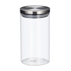 Lot de 3 pots de stockage en verre cuisine 18 x 9,5 cm avec couvercle &eacute;tanche design &eacute;l&eacute;gant en ver