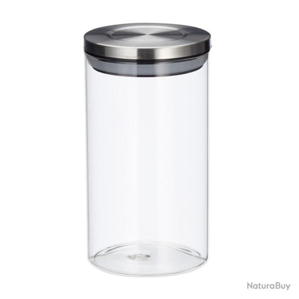 Lot de 3 pots de stockage en verre cuisine 18 x 9,5 cm avec couvercle �tanche design �l�gant en ver