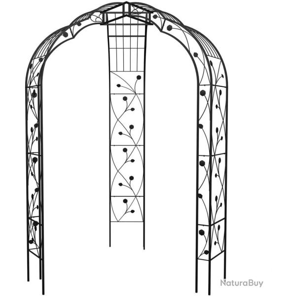 Arche pour rosiers en m�tal noir 250 x 178 x 178 cm avec ornements �l�gants style romantique en fer