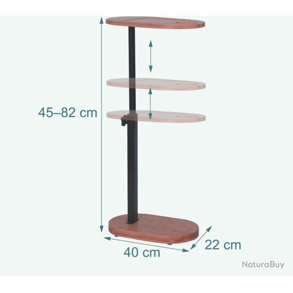 Table d'appoint r�glable forme en C salon chevet 45 x 40 x 22 cm ambiance moderne en bambou noir 13