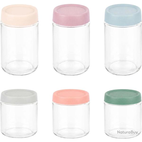 Lot de 6 bocaux en verre pour confitures gel�es 8,5 x 8,5 cm et 11,5 x 8,5 cm design moderne en ver