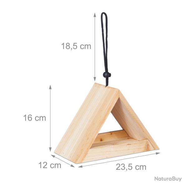 Mangeoire � oiseaux triangulaire design �pur� jardin 30 x 25 x 25 cm en bois de sapin naturel 13_00