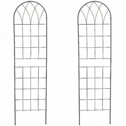 Lot de 4 treillis arqu&eacute; pour plantes grimpantes jardin 150 x 40 x 1 cm en acier noir 13_0018878