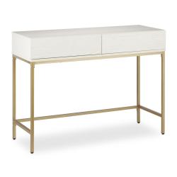Table de console &eacute;troite avec 2 tiroirs &eacute;l&eacute;gante pour couloir salon 100 x 30 x 75 cm en bois blanc