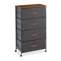 Armoire &agrave; tiroirs mobile pour linge de maison 96,5 x 58 x 30 cm en acier bois 13_0007720