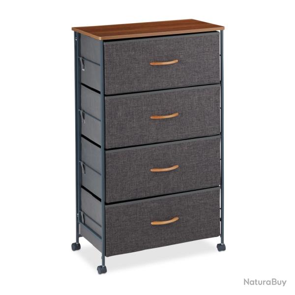 Armoire � tiroirs mobile pour linge de maison 96,5 x 58 x 30 cm en acier bois 13_0007720