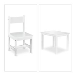 Lot de 2 chaises et table basse enfant moderne hauteur agr&eacute;able 80 x 60 x 50 cm en MDF blanc 13_000