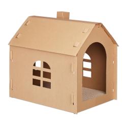 Maison pour chat avec griffoir int&eacute;rieur personnalisable 40 x 30 x 30 cm en carton marron 13_0008322