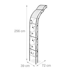 Arcade demi ronde pour mur treillis jardin d&eacute;coration florale m&eacute;tal 150 x 30 x 200 cm en fer noir 1