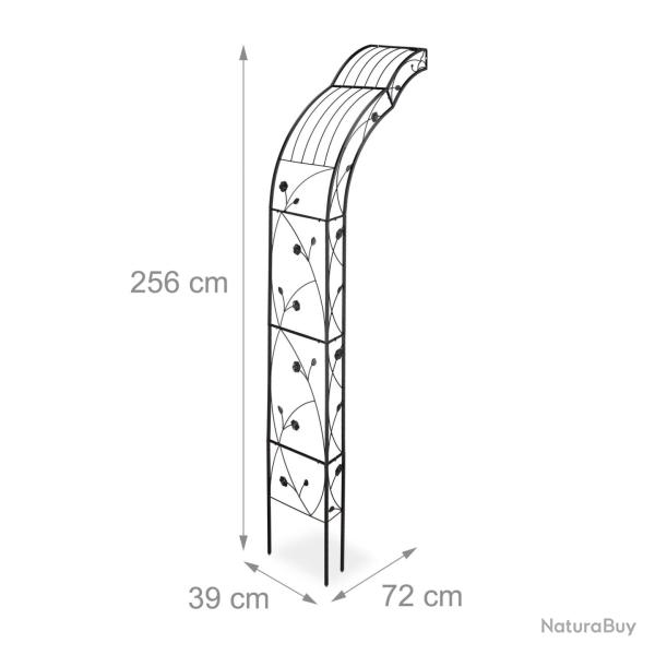 Arcade demi ronde pour mur treillis jardin d�coration florale m�tal 150 x 30 x 200 cm en fer noir 1