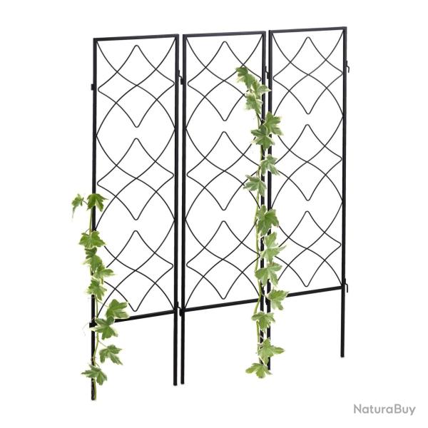 Lot de 3 treillis de jardin en m�tal noir 122 x 31 x 1 cm style d�coratif am�liore la croissance en