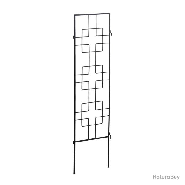 Lot de 3 treillis de jardin d�coratifs noir 122 x 30,5 x 0,8 cm en acier galvanis� noir 13_0008365
